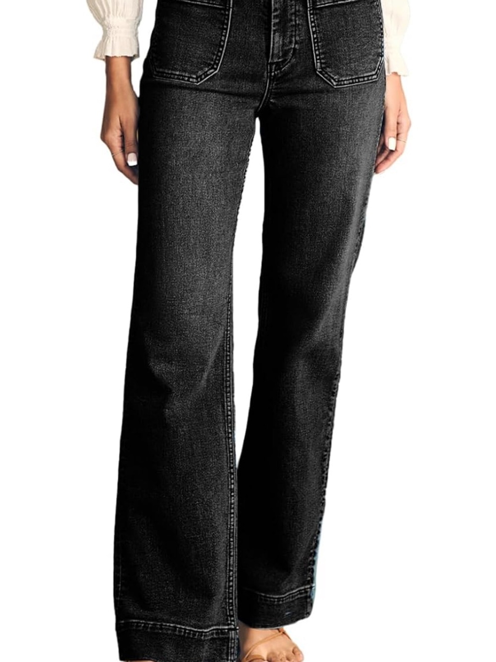 Women’s High-Rise Wide-Leg Jeans in Washed Black